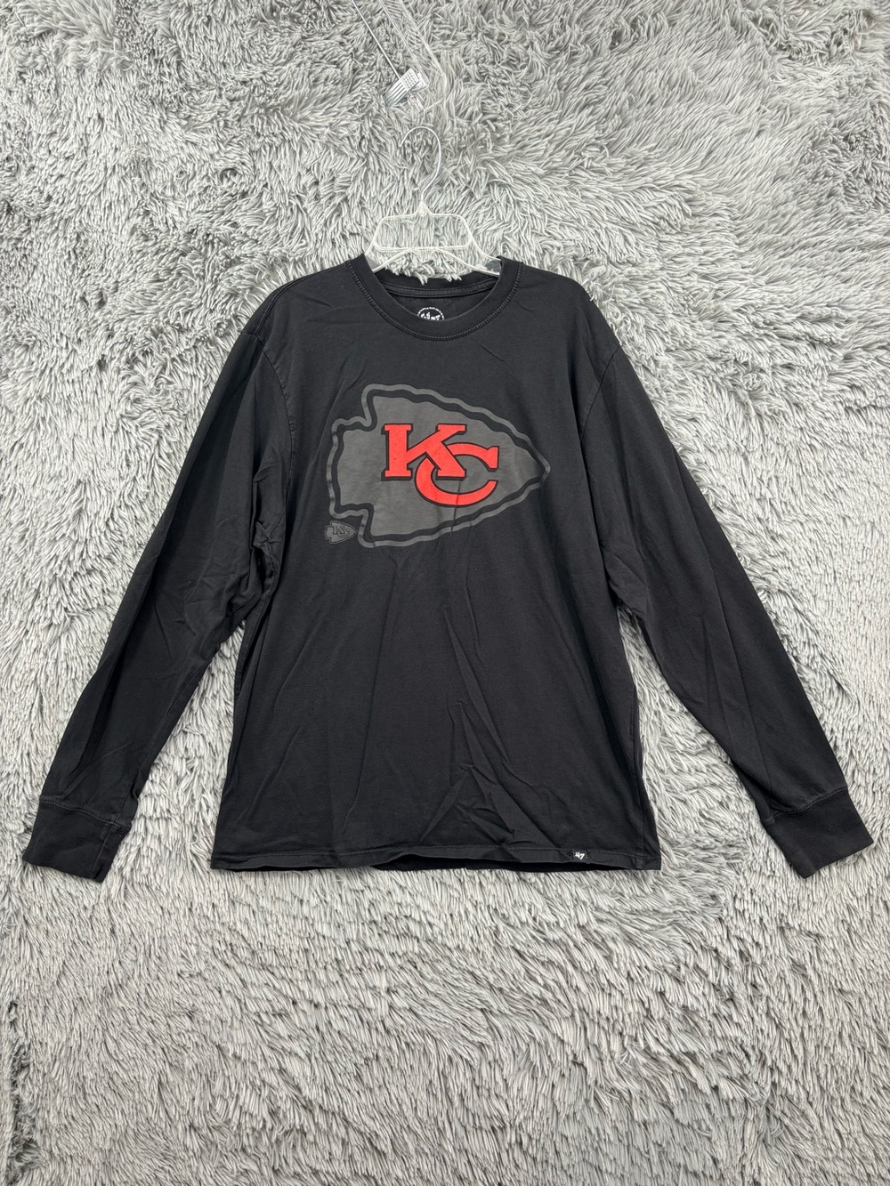 Kansas City Chiefs Tshirt Mens Large Long Sleeve Black Red Football Arrowhead 47